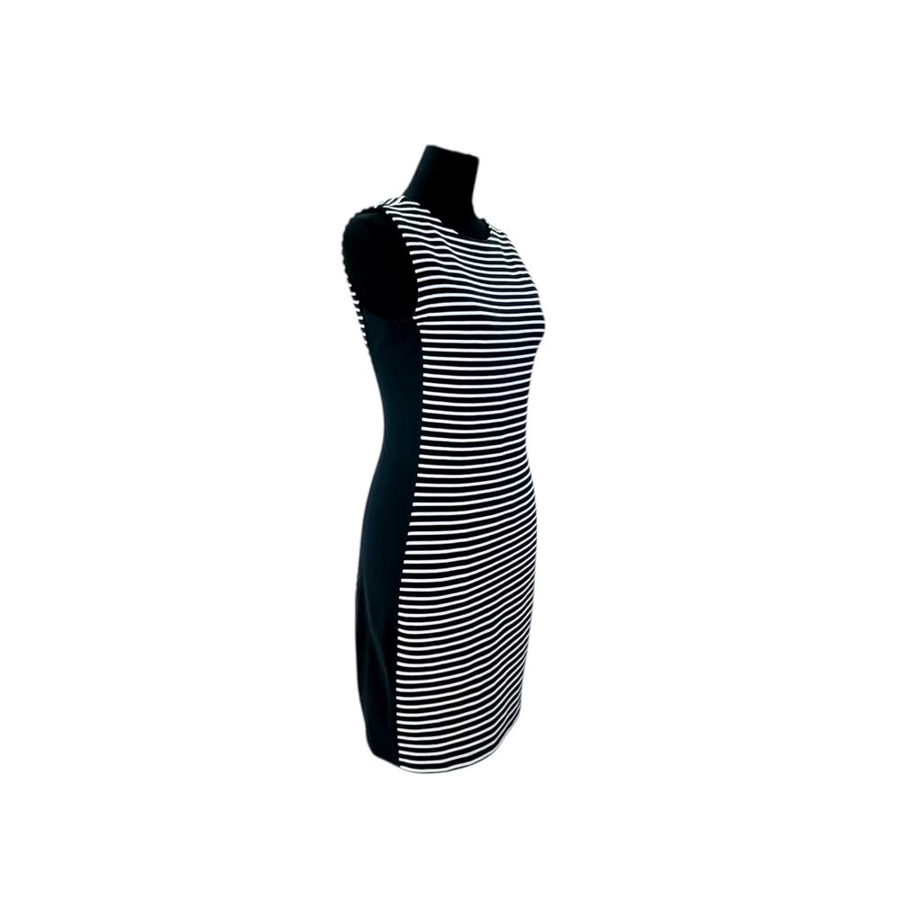 Athleta Striped Bodycon Sheath Athleisure sleeveless Dress Black & White Size S